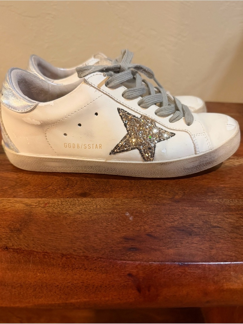Golden Goose Superstar Sneakers Size 38 White Silver Glitter Star Sneakers 🔥 - Picture 5 of 16